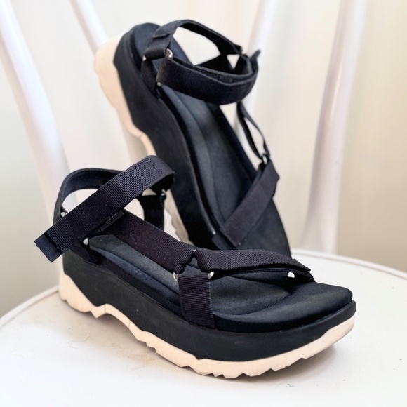 Platform Wedge Teva Sandals Shoes Black size 10 - Picture 2 of 5